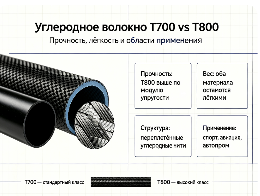 T700 или T800: как выбрать подходящую марку углеволокна для вашего применения?