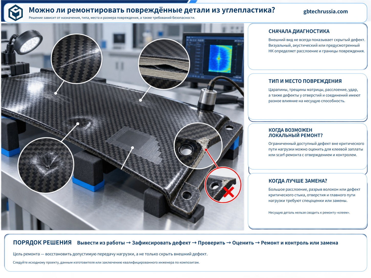 Можно ли ремонтировать повреждённые углепластиковые детали?