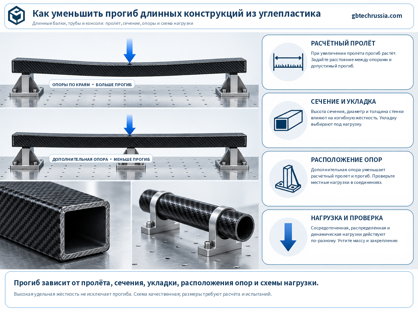 Как контролировать прогиб длинномерных конструкций из углепластика?